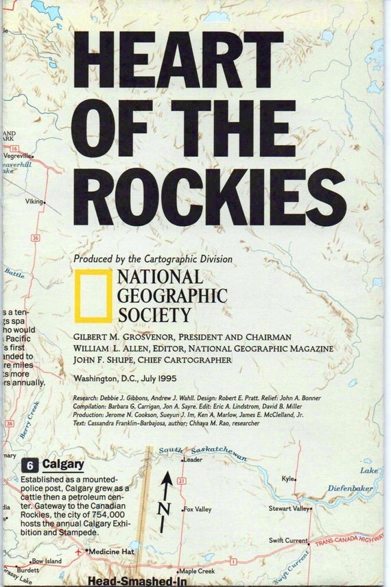 National Geographic Map Heart Of The Rockies 1995 by VintageNEJunk