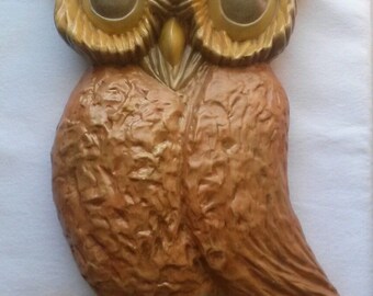 Large Vintage Ceramic Owl Wall Hanging 1 Foot Tall