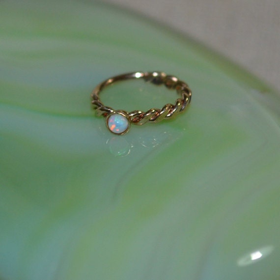 2mm White Opal Nose Ring - Gold Nose Hoop - Tragus Earring - Cartilage Hoop - Forward Helix Earring - Septum Ring - Nose Piercing 18 gauge