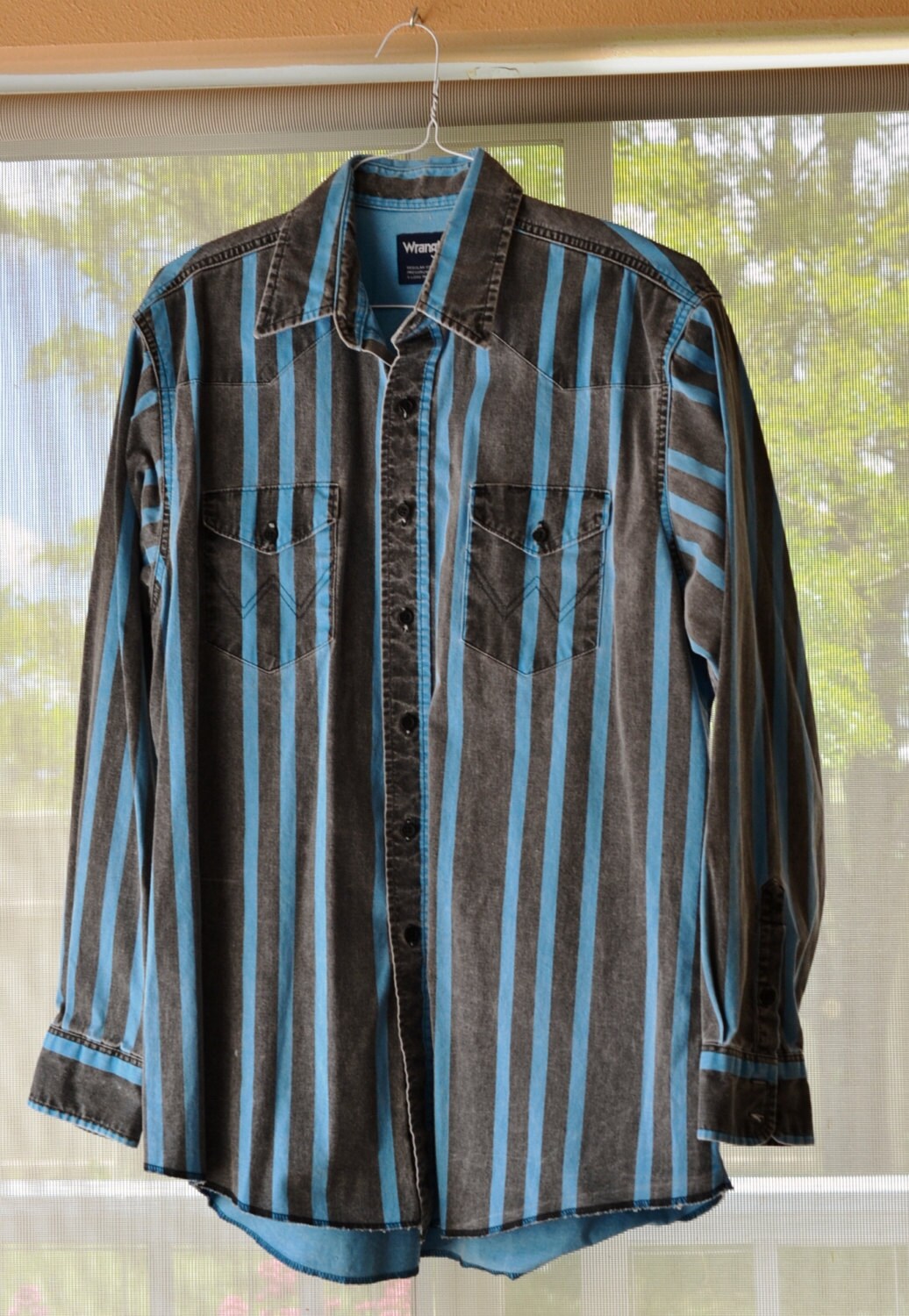 black wrangler denim shirt