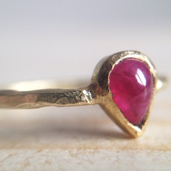 Ruby 18k yellow gold ring by MyGoldenAge on Etsy