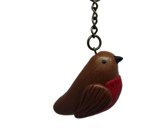 By the Shed Robin Bird Keyring - Brown - Birds, Garden, Allotment 