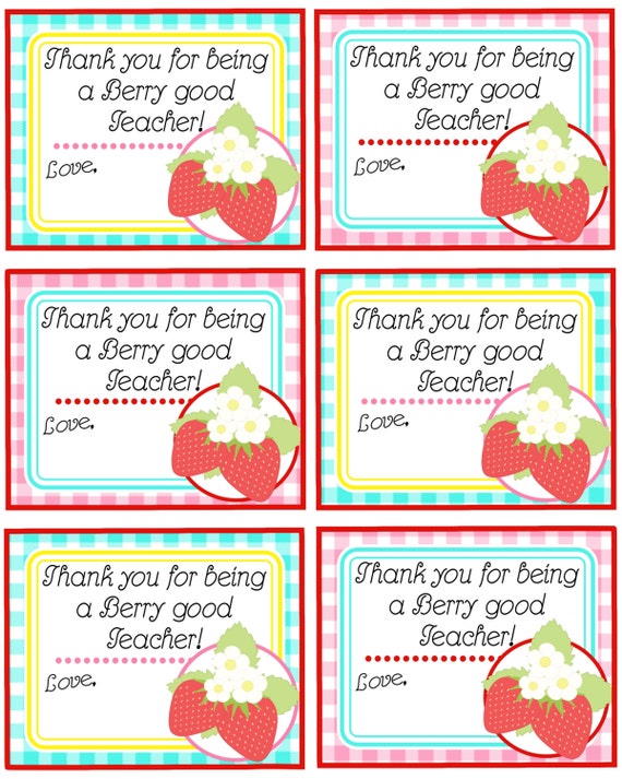 Teacher Appreciation Gift Tags Thank You for Being a Berry