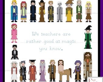 Harry Potter inspired Teachers of Hogwarts cross stitch pattern with alternative quote - PDF Pattern - INSTANT DOWNLOAD