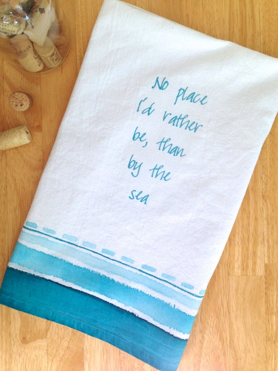 Nautical Tea Towel Beach Kitchen Towel by UpYonderDesigns on Etsy