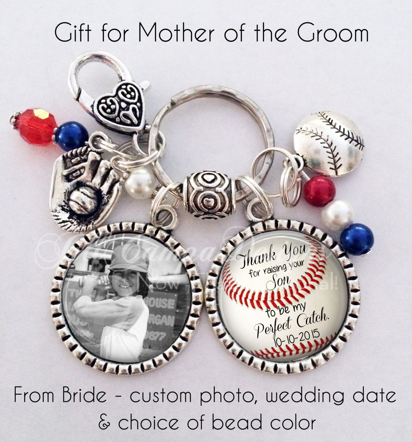 Mother of the Groom Gift from bride Baseball keychain