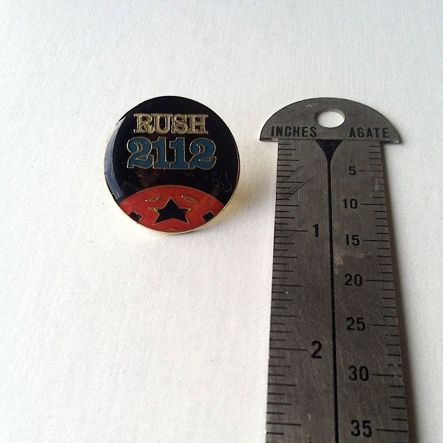 Vintage 80s RUSH Enamel Pin Original 2112 Tour Badge, 70s Rock Band Button Haute Juice