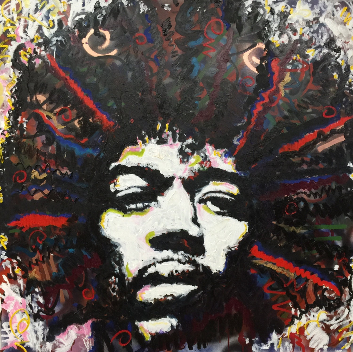 Jimi Hendrix Portrait by Matt Pecson Pop Art Painting Street