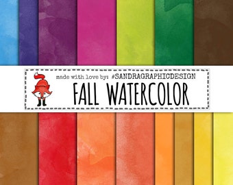 Fall digital paper: "FALL WATERCOLOR" , watercolor digital paper, watercolor backgrounds, watercolor textures, in fall colors (1046)