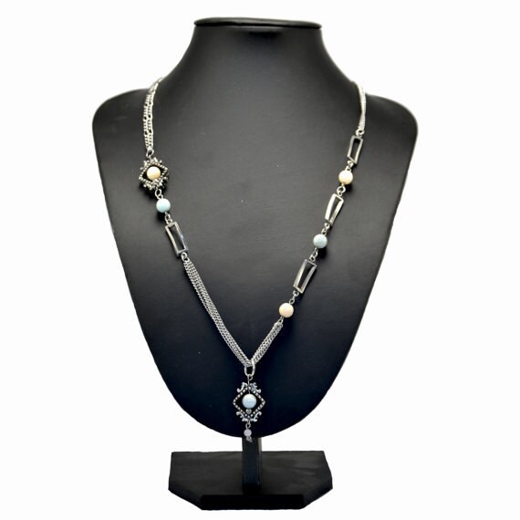 Semi precious stone necklace stainless steel necklace