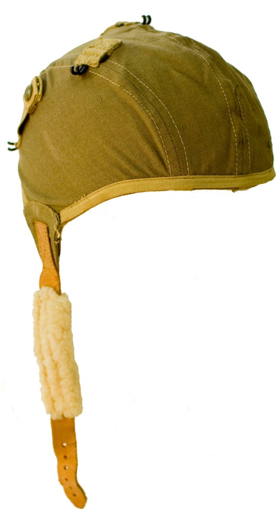 1940s WWII Bomber Aviator Cap Hat Skull Olive Green Steampunk