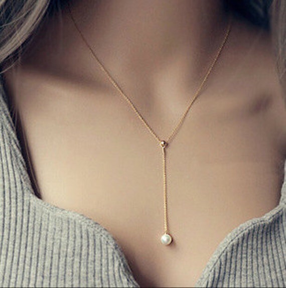 y shaped pearl necklace