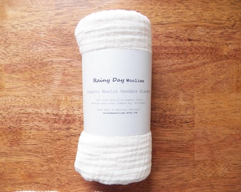 Organic Baby Swaddle Blanket - Natural Unbleached Organic Cotton Gauze - Muslin Swaddle Blanket - Eco Friendly Baby Shower Gift