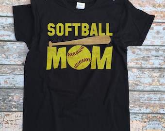 Softball Mom Shirt - Womens Custom Softball Shirt / Softball Mom Tshirt / Customized Sports Outfit / Toddler Mother's Clothes / Black Shirt