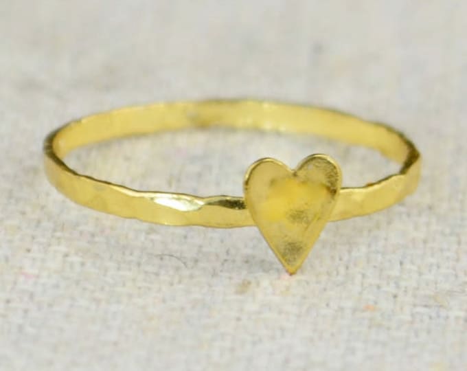 Tiny Gold Heart Ring, Sterling Silver, Gold Heart Ring, Personalized Heart Ring, Initial Ring, BFF Ring, Gold BFF Ring, Heart Ring, Gold