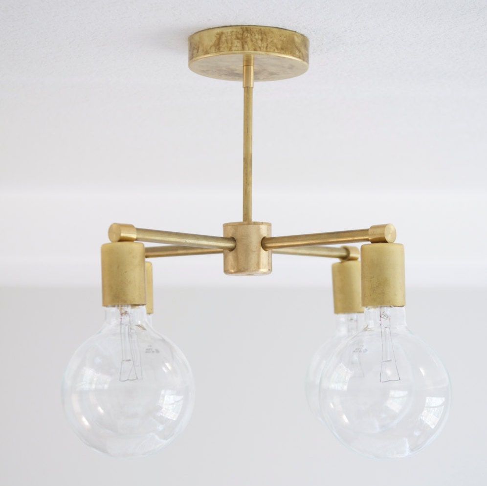 4 Bulb Modern Brass Chandelier. by ModernBrass on Etsy