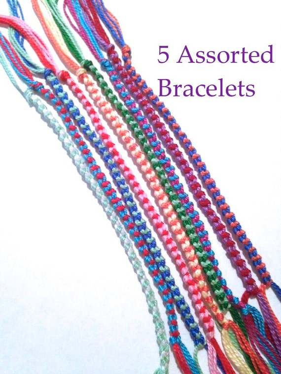 5 String Bracelets Friendship Bracelets by JuliasForgetMeKnots