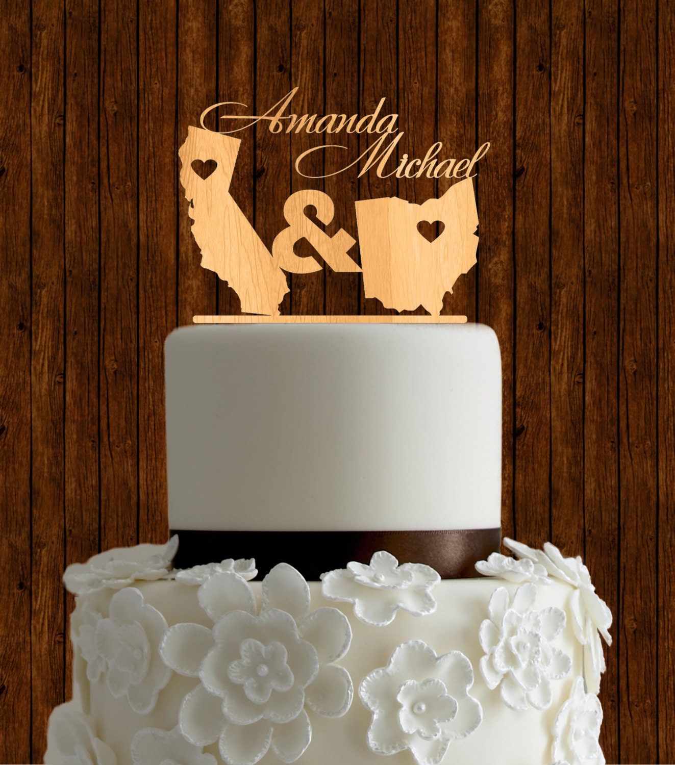 State love cake topper / wood cake topper / wedding cake State love cake topper / wood cake topper / wedding cake