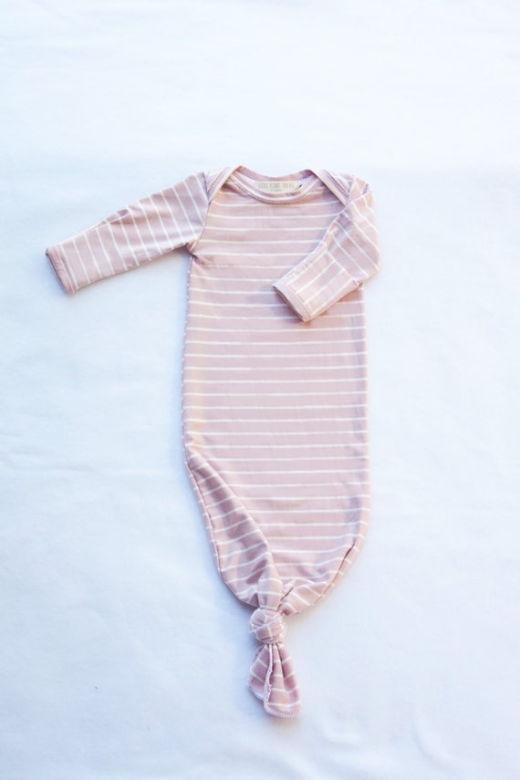 Baby Knotted Sleeper Newborn Gown by LittlePeanutThreads on Etsy