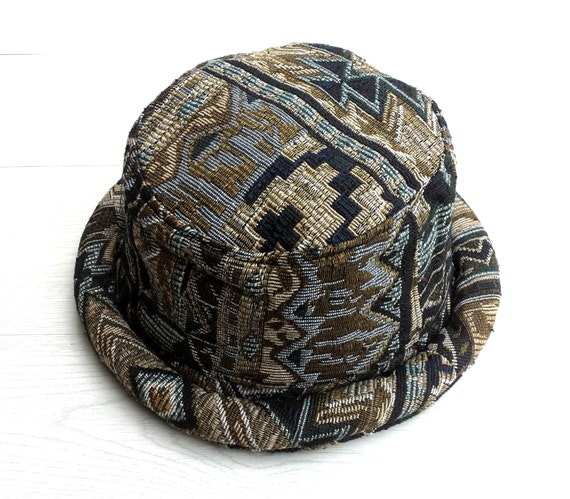 Hippie Men Bucket hat Tapestry Pork pie rolled brim by Tribalover