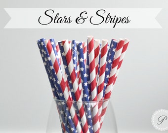 STARS & STRIPES // Paper Straws // 4th of July // Graduation Party // Wedding // Birthdays // U.S.A.