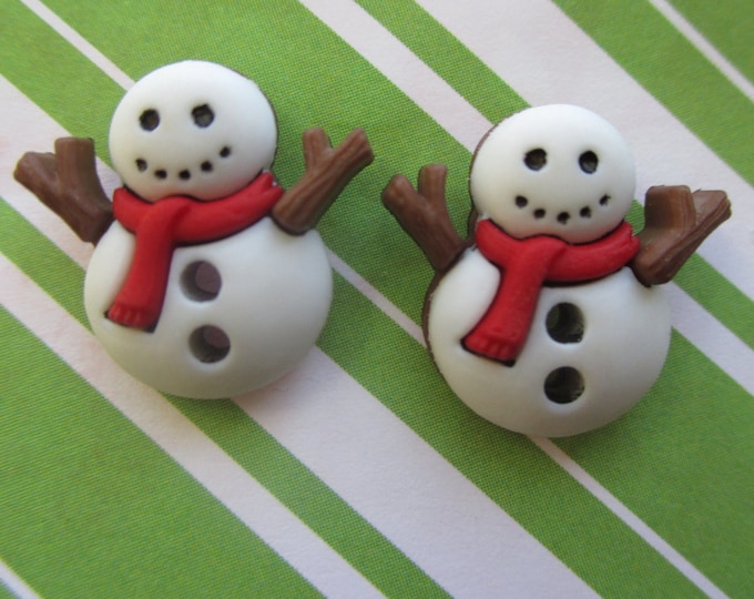 Snowman earrings-snowman studs-button jewelry-Christmas earrings-Holiday earrings-winter studs-xmas gift-Clip on earrings-stocking stuffer