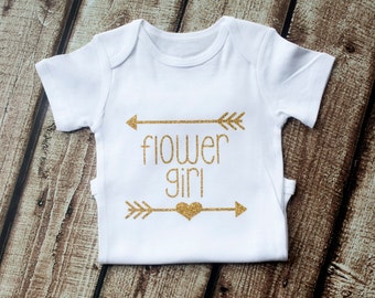 Flower Girl, Onesie, Flower Girl Shirt, Flower Girl Gift, Baby Girl Wedding Shirt, Glitter Arrow Heart, Flower Girl Outfit, Girl's Wedding