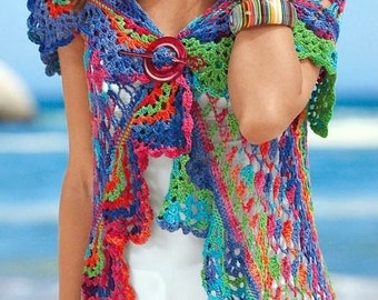 Crochet vest PATTERN, beach crochet vest, boho crochet vest, CHART and basic instructions in English, charts are not interpreted in words!