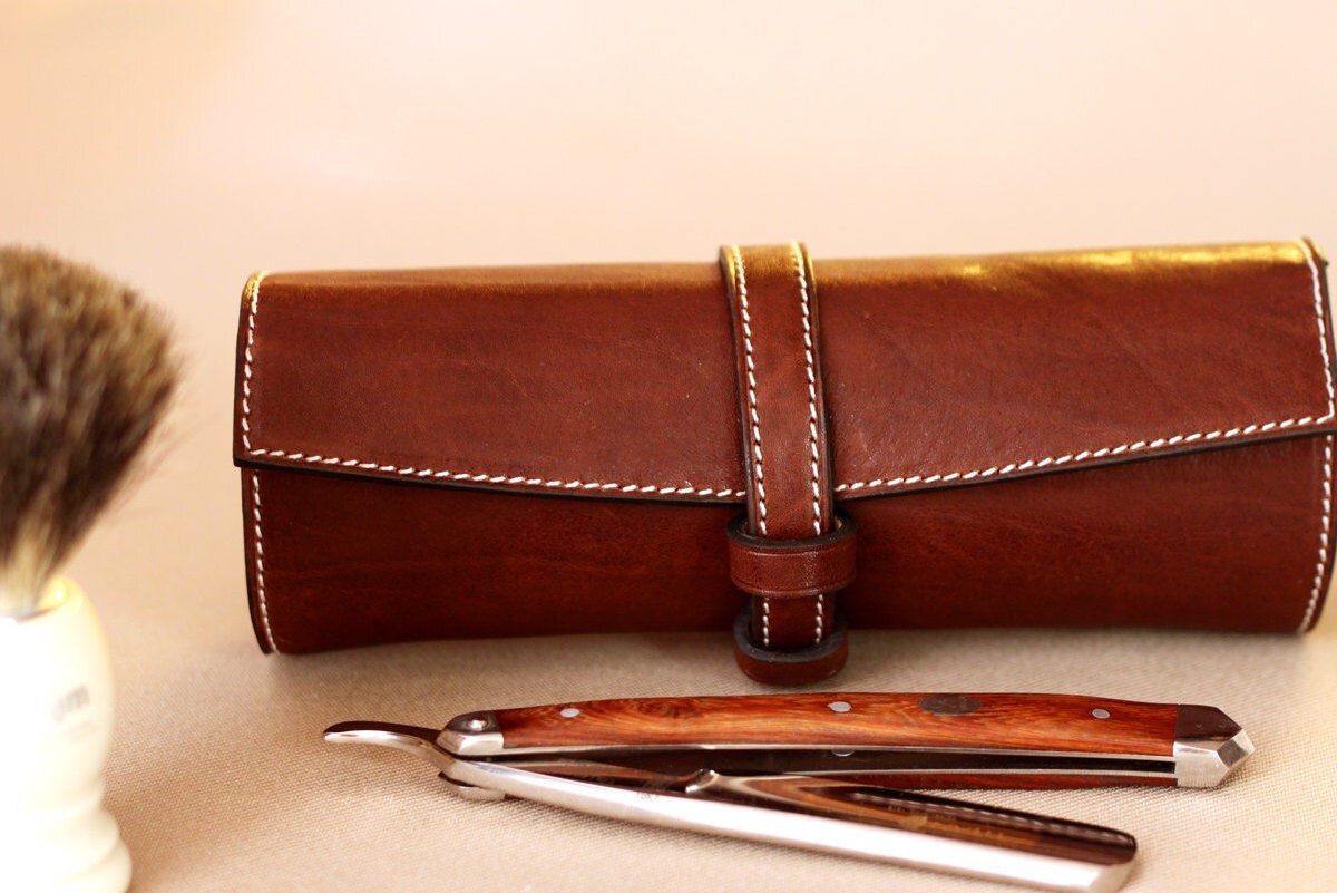 Buffalo Leather Razor Case Straight Razor Roll Case