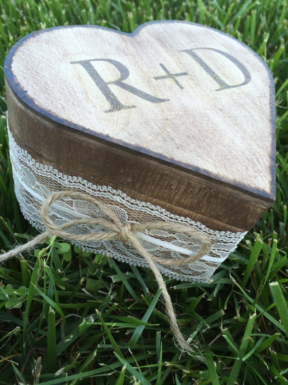 Rustic Wedding Ring Bearer Box Wooden Ring Box by