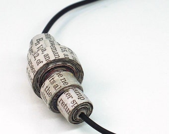 Paper Bead Jewelry- Upcycled Newspaper Paper Bead Necklace by Tanith Rohe