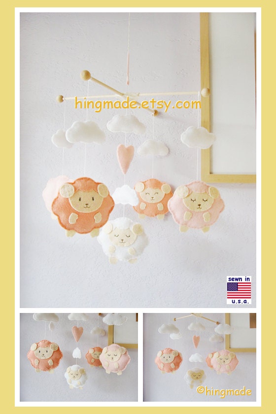 Baby Mobile Lamb Baby Mobile Sheep Mobile Baby Shower by hingmade