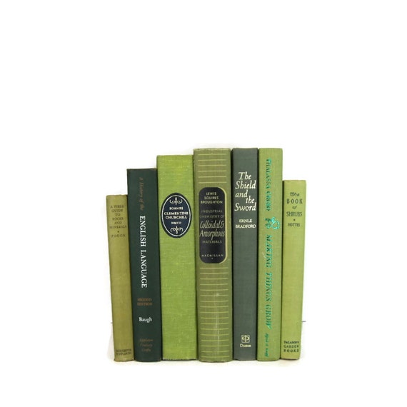 Green Decorative Books Green Vintage Books Home Decor