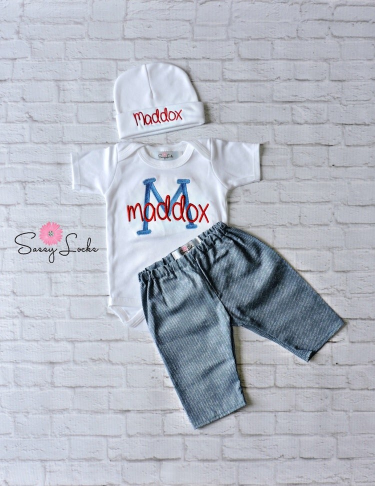 Personalized Baby Boy Clothes NewbornBoy take home by sassylocks