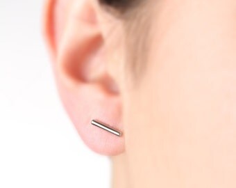 Bar stud earring, tiny bar, earring titanium stud, bar stud, bar earring, silver earring, minimalist stud, cute stud, earring for girl