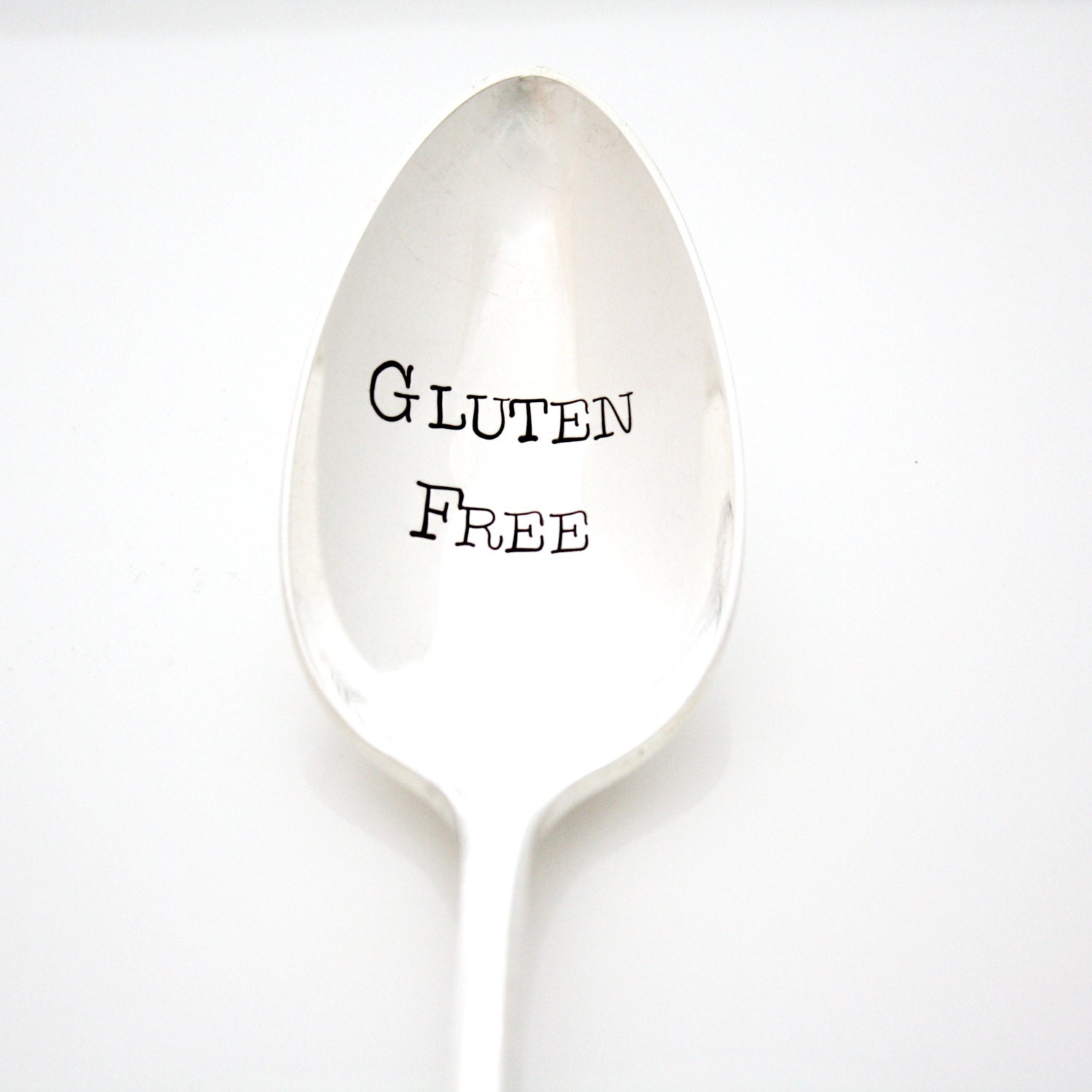 Hand stamped serving spoon Gluten Free for by MilkandHoneyLuxuries