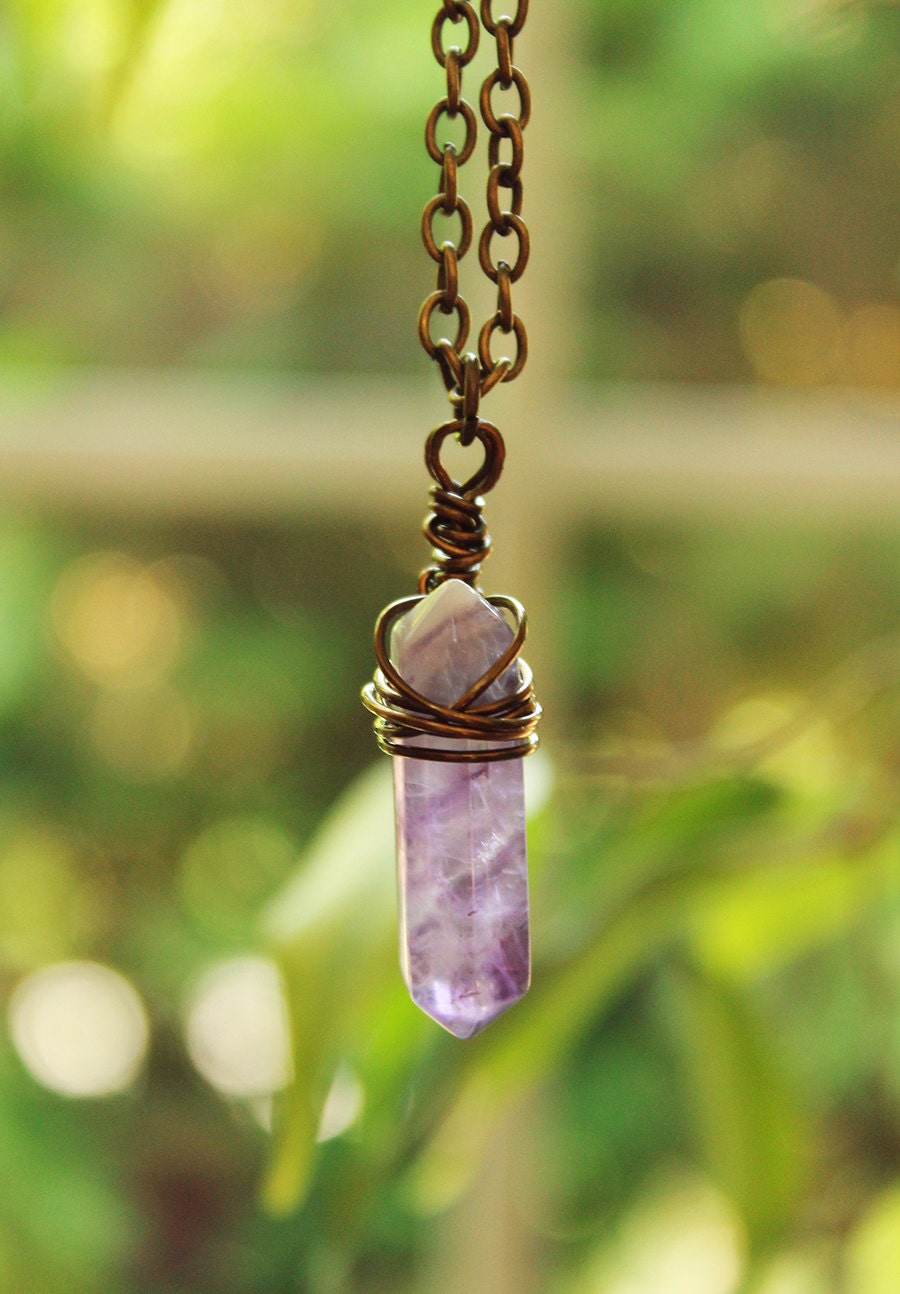 Skyrim Inspired Soul Gem Pendant Amethyst Quartz by MojaveOutpost