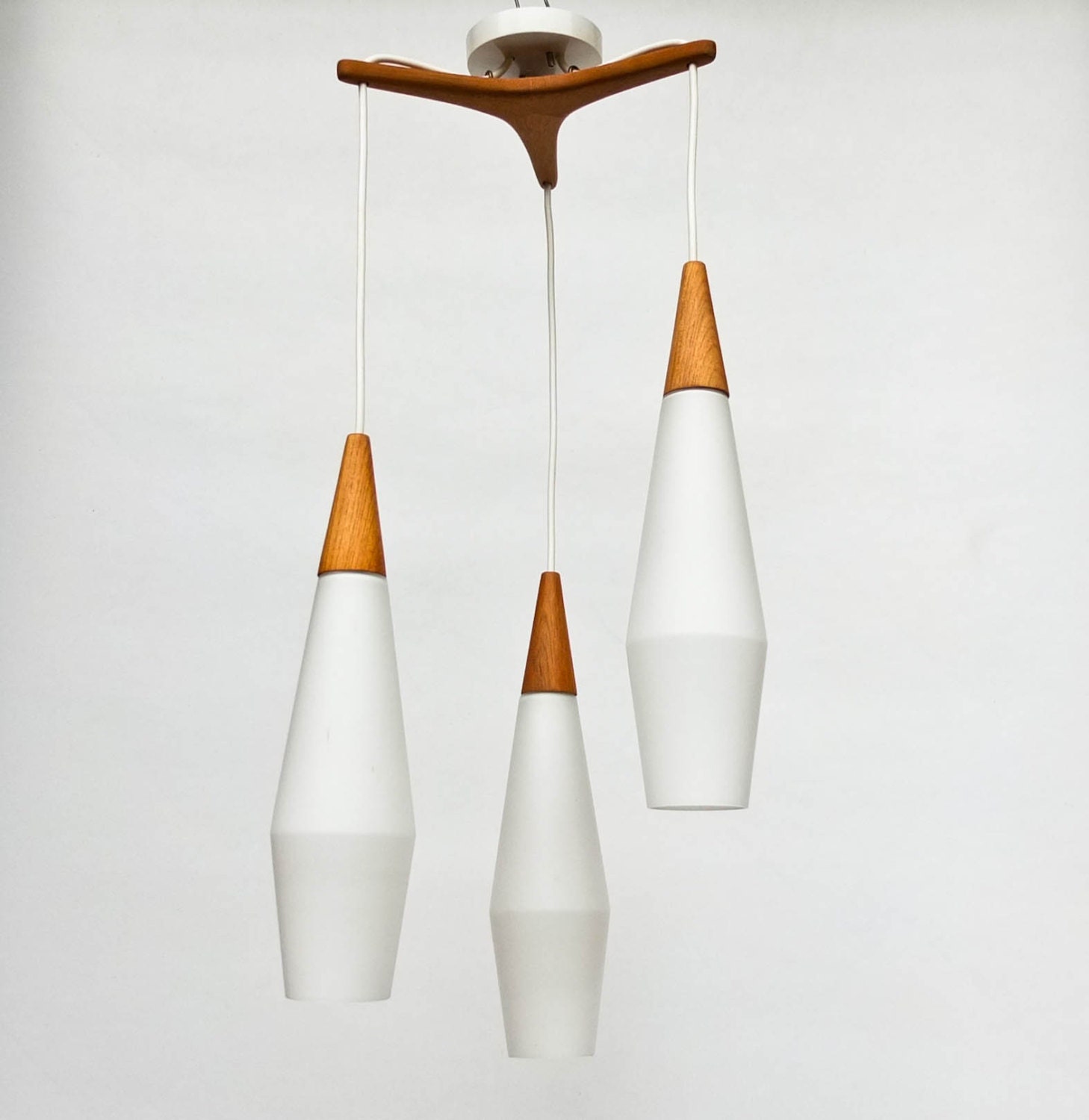 Mid century Modern Danish Pendant Light / Three Drops