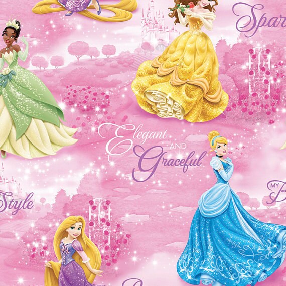 DISNEY PRINCESS Satin Fabric by the Yard Fat Quarter by FabricBrat