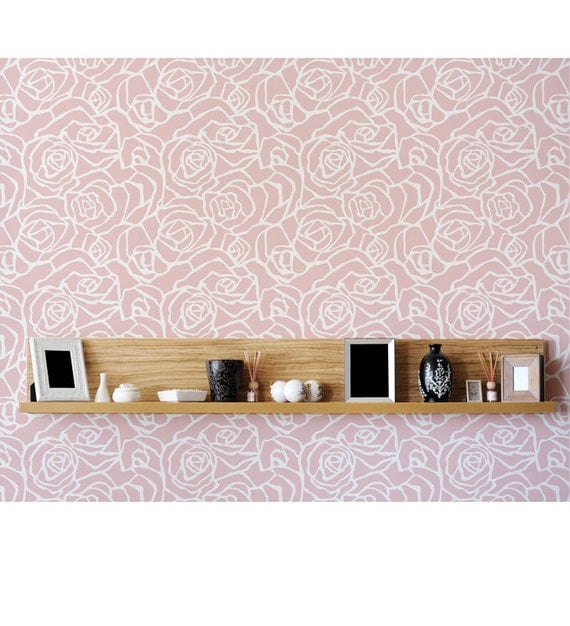 Rose Scandinavian wall stencil Flower stencil Scandinavian