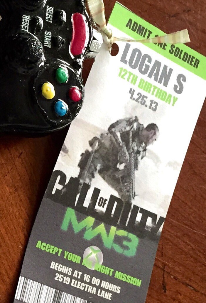 Call of Duty Xbox Theme Birthday Party Invitations