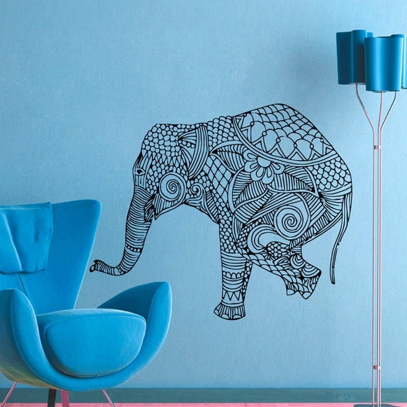 Wall Decals Elephant Indian Pattern Yoga Decal Vinyl Sticker Decor Home