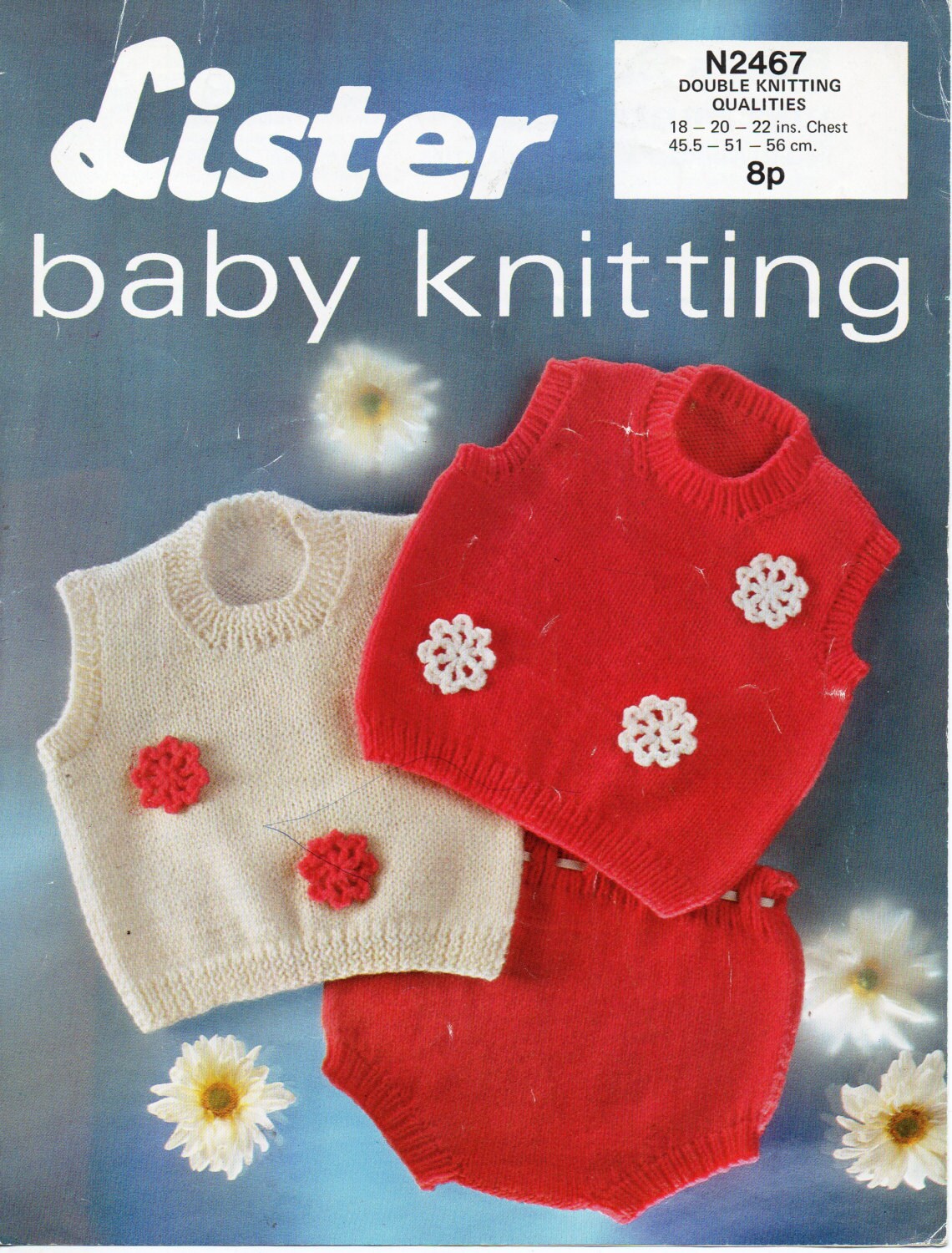 vintage baby tank top pants set knitting pattern PDF baby