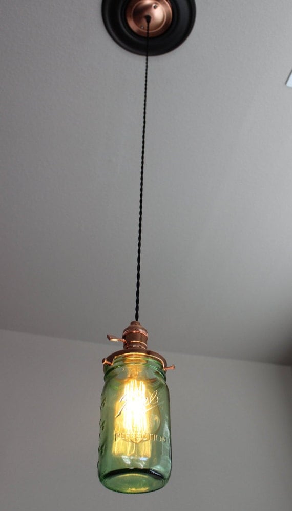 Pendant light Ball Jar Light Pendant by UnionHilIronWorks on Etsy