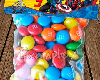 Printable and custom label for candy bag Avengers