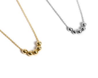 Friendship Bead Necklace, Gold Beaded Necklace, Family Necklace, Simple Gold Everyday Layered Jewelry, Best Friend Necklace / N180