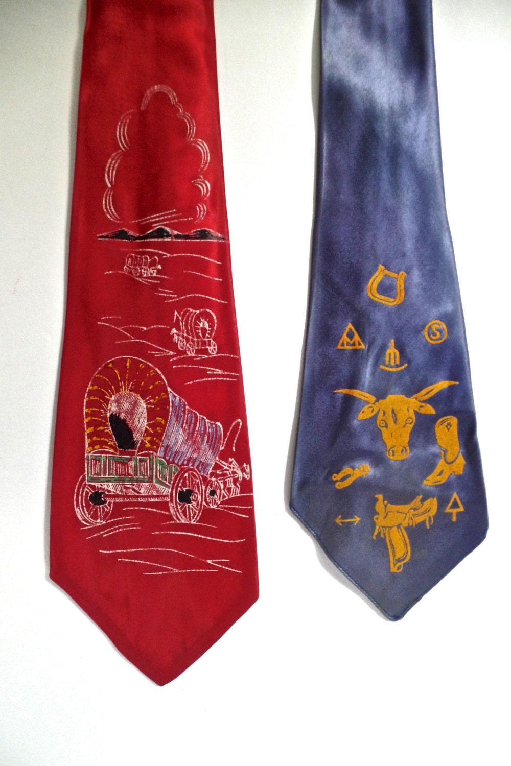 Vintage Rockabilly Neckties 1940s 50s Cowboy Western Neckties