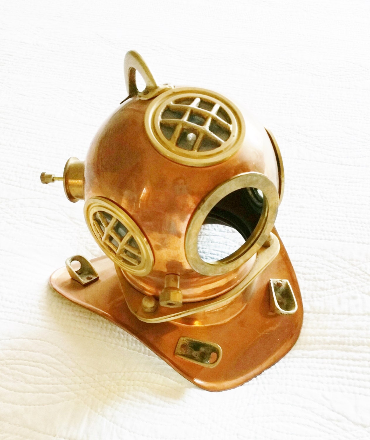 Vintage Coastal Copper and Brass Scuba Divers Mask Olives and