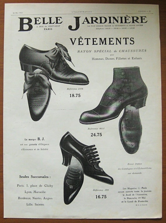 Belle Jardiniere 1912 vintage ad original shoes fashion