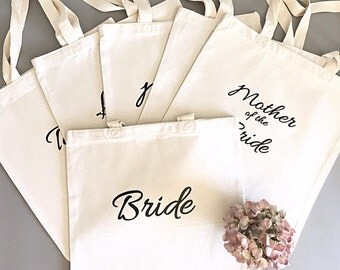 Custom tote bags-Tote bag- Bridal party tote bag bundle- Bridesmaid thank you gift